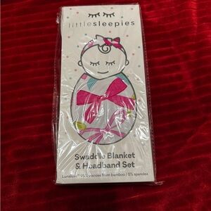 Little Sleepies Swaddle Blanket & Headband Set Ribbons & Bows